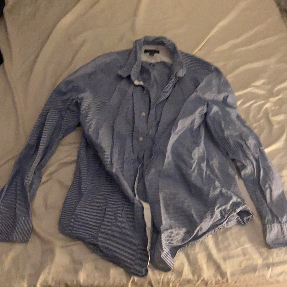 Blue and white button up athletic fit XXL/TTG